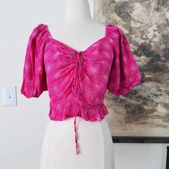 Anthropologie Banjanan Agatha Crop Top in Pink Size Large $185 - Picture 2 of 14